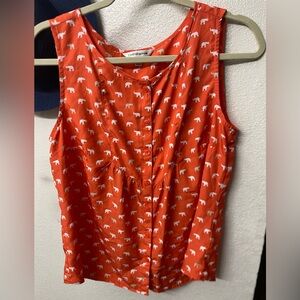 Croft & Barrow Orange Elephant Print Blouse